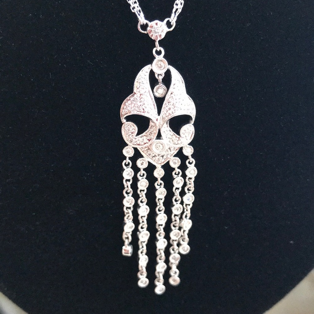 14k White Gold Pave diamond Necklace